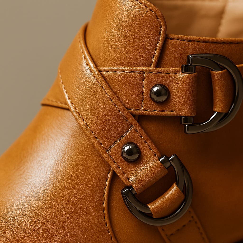 Women's Cross Strap Block Heel Ankle Boots