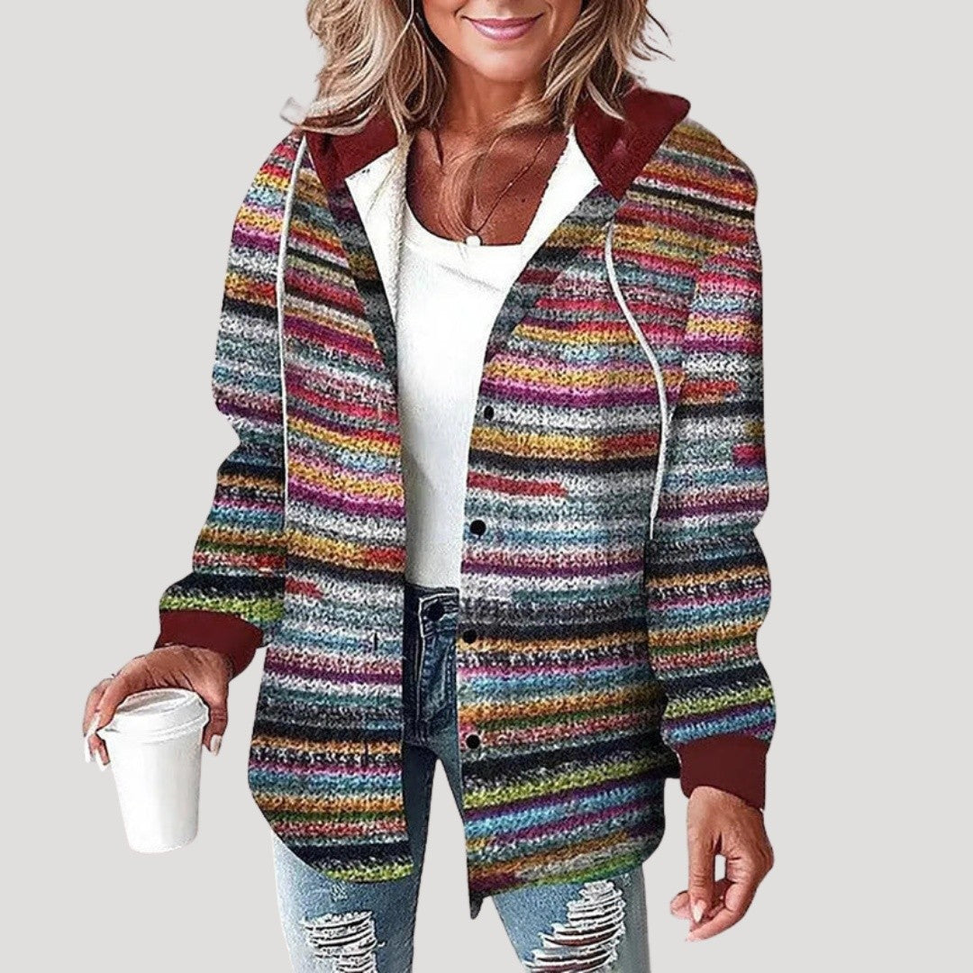 Women's Plaid Shirt Jacket with Hood