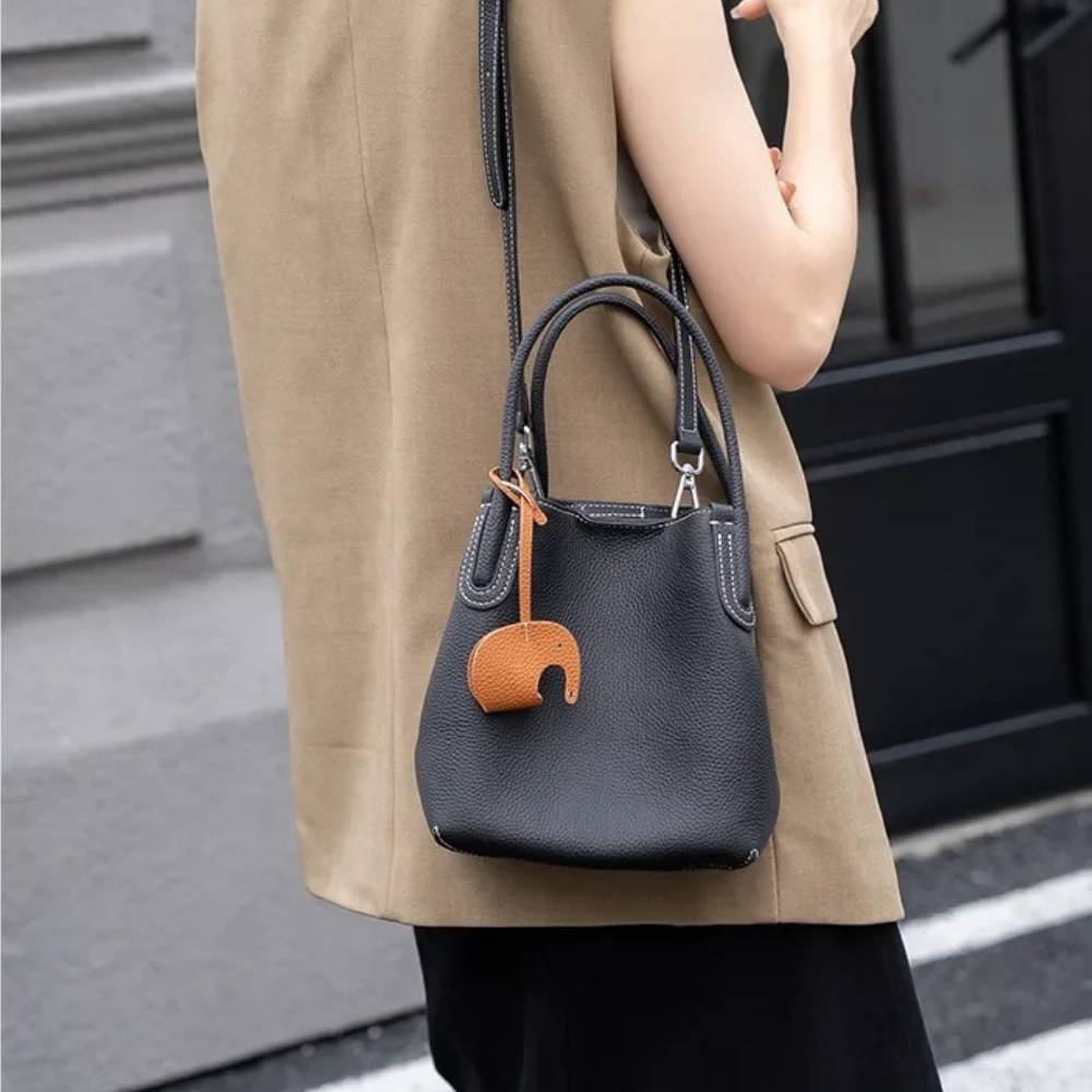 Sac seau femme en cuir véritable