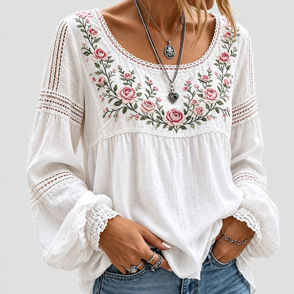 Women's Boho Embroidered Long Sleeve Blouse