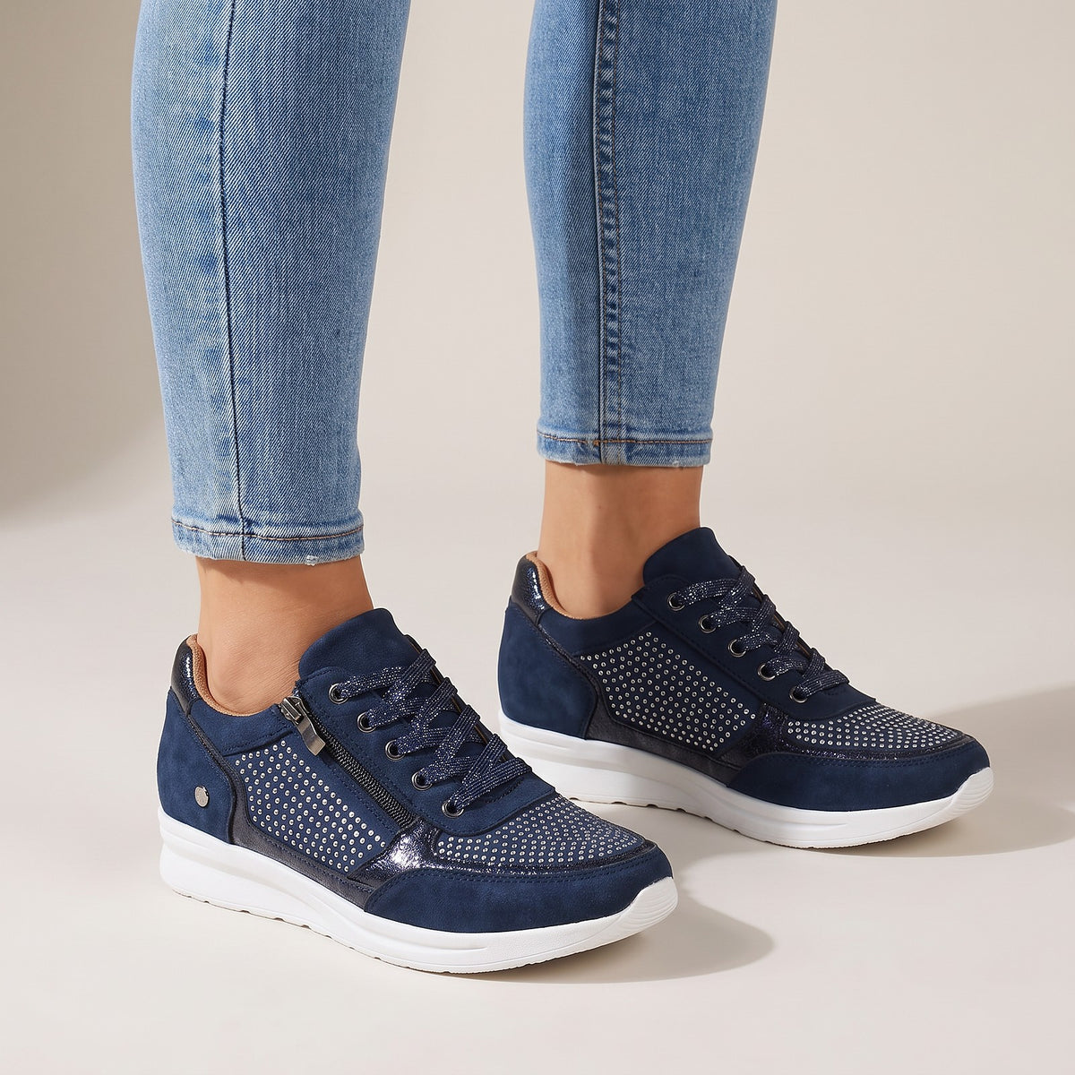Women's Faux Suede Zip Platform Sneakers