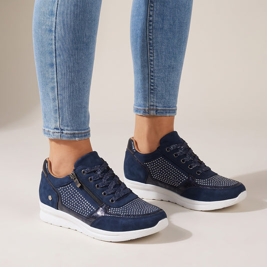 Women's Faux Suede Zip Platform Sneakers