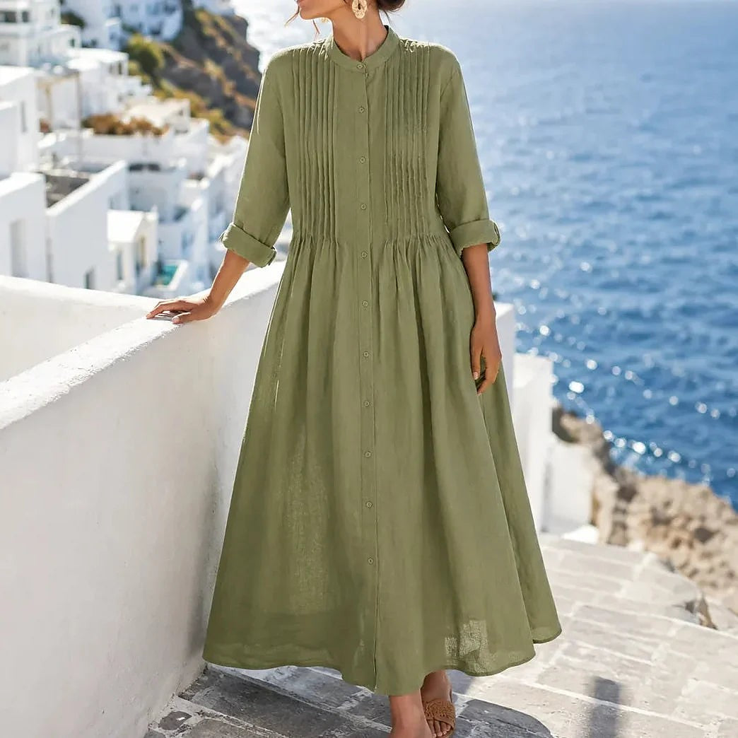 Women's Button Front Midi Shirt Dress