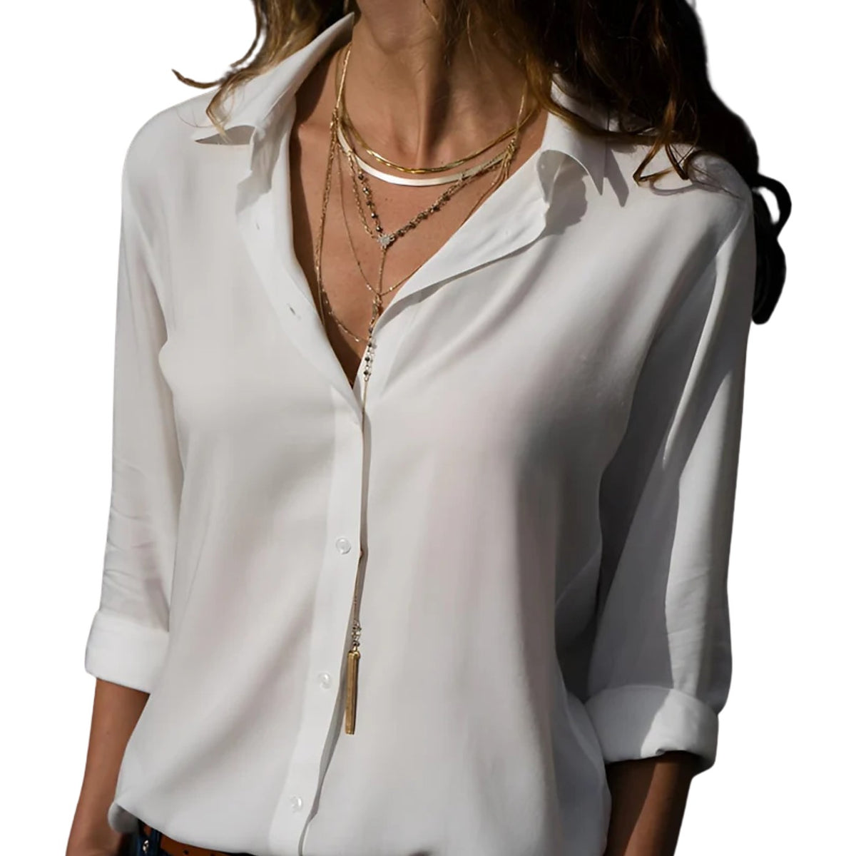 Women's Flowy Button Up Blouse V Neck