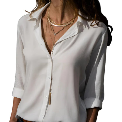 Women's Flowy Button Up Blouse V Neck