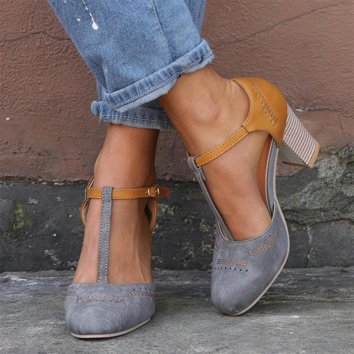 Women's T Strap Mary Jane Heels