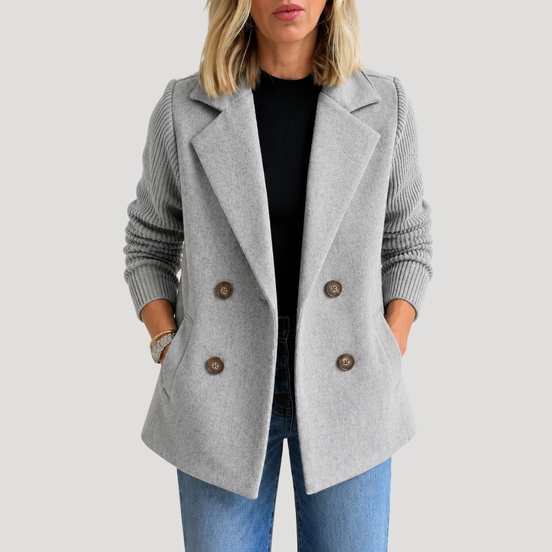 Women's Blazer Jacket with Ribbed Sleeves