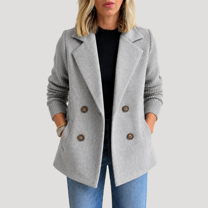 Women's Blazer Jacket with Ribbed Sleeves