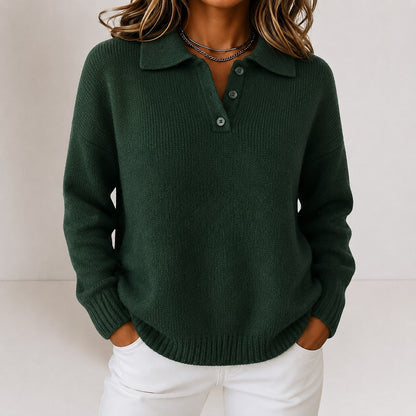 Women's Polo Collar Long Sleeve Sweater