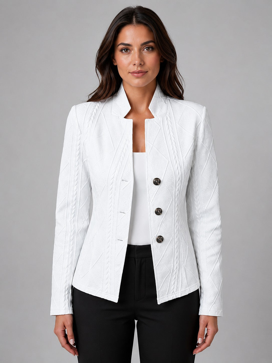 Women's Fitted Textured Button Front Jacket