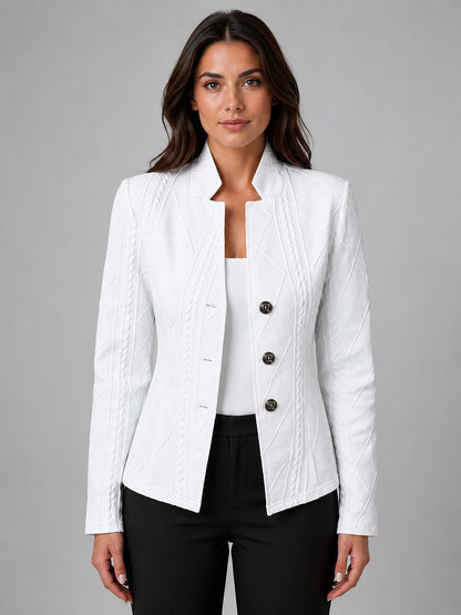 Women's Fitted Textured Button Front Jacket