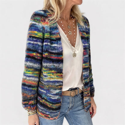Women's Striped Open Front Cardigan