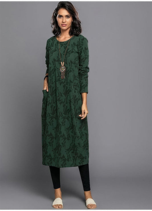 Women's Jacquard Midi Dress with Pockets