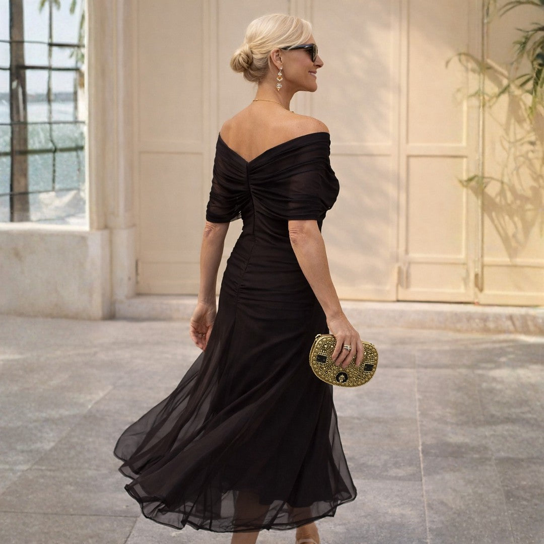 Women's Wedding Guest Off Shoulder Maxi Dress