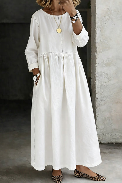 Women's Denim Maxi Dress with Pockets