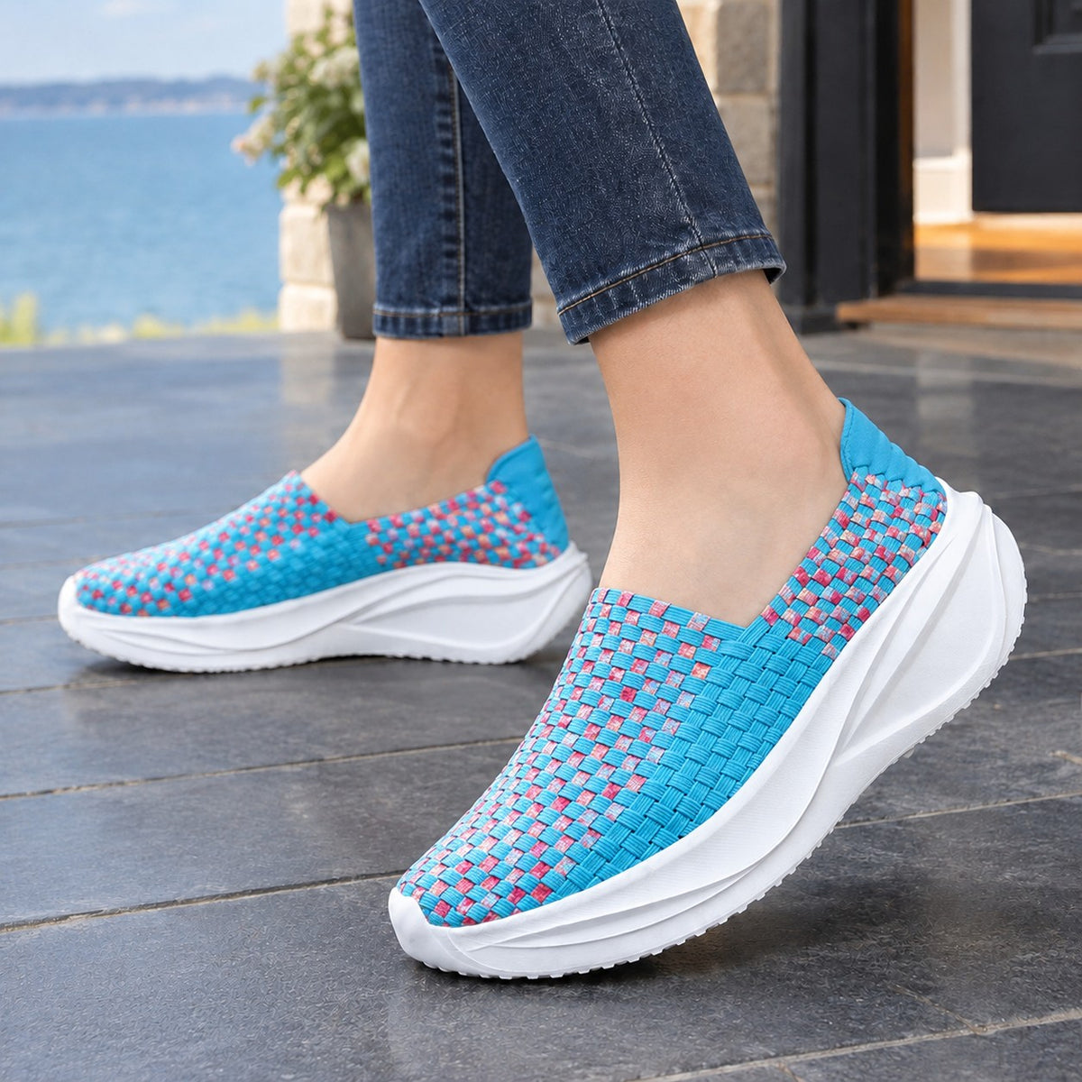 Women's Woven Platform Slip On Sneakers