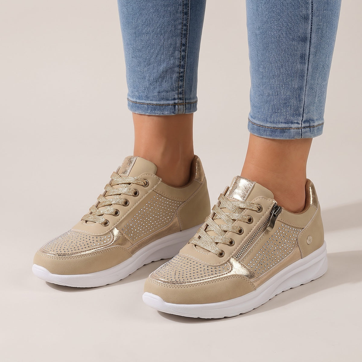 Women's Faux Suede Zip Platform Sneakers
