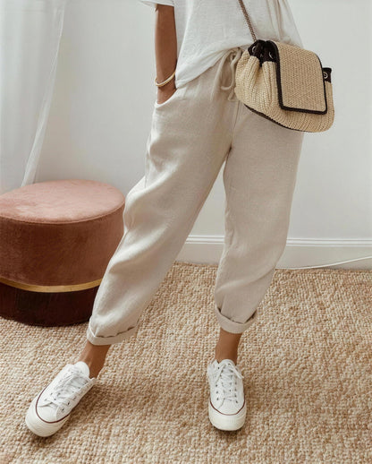 Women's Drawstring Waist Tapered Pants