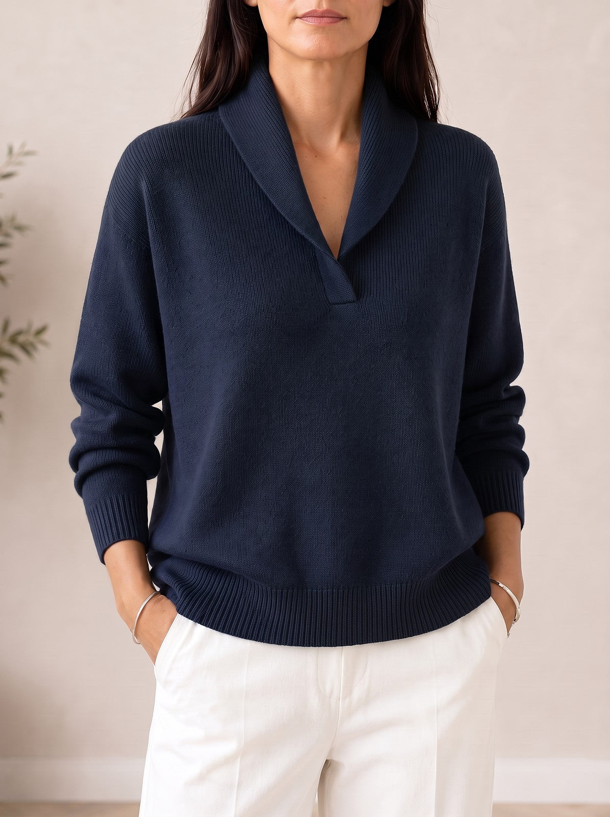 Women's Soft Knit Shawl Collar Pullover