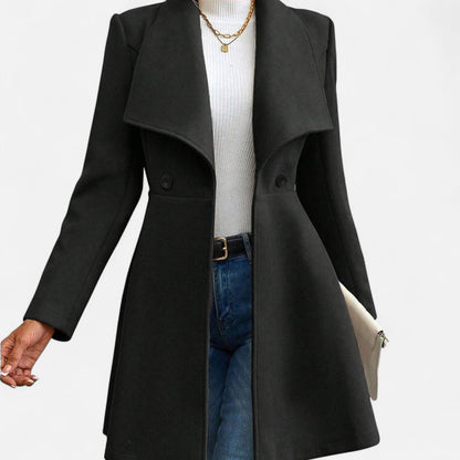 Women's Tailored Lapel Coat with Buttons
