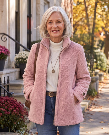 Women's Fuzzy Sherpa Zip Up Jacket