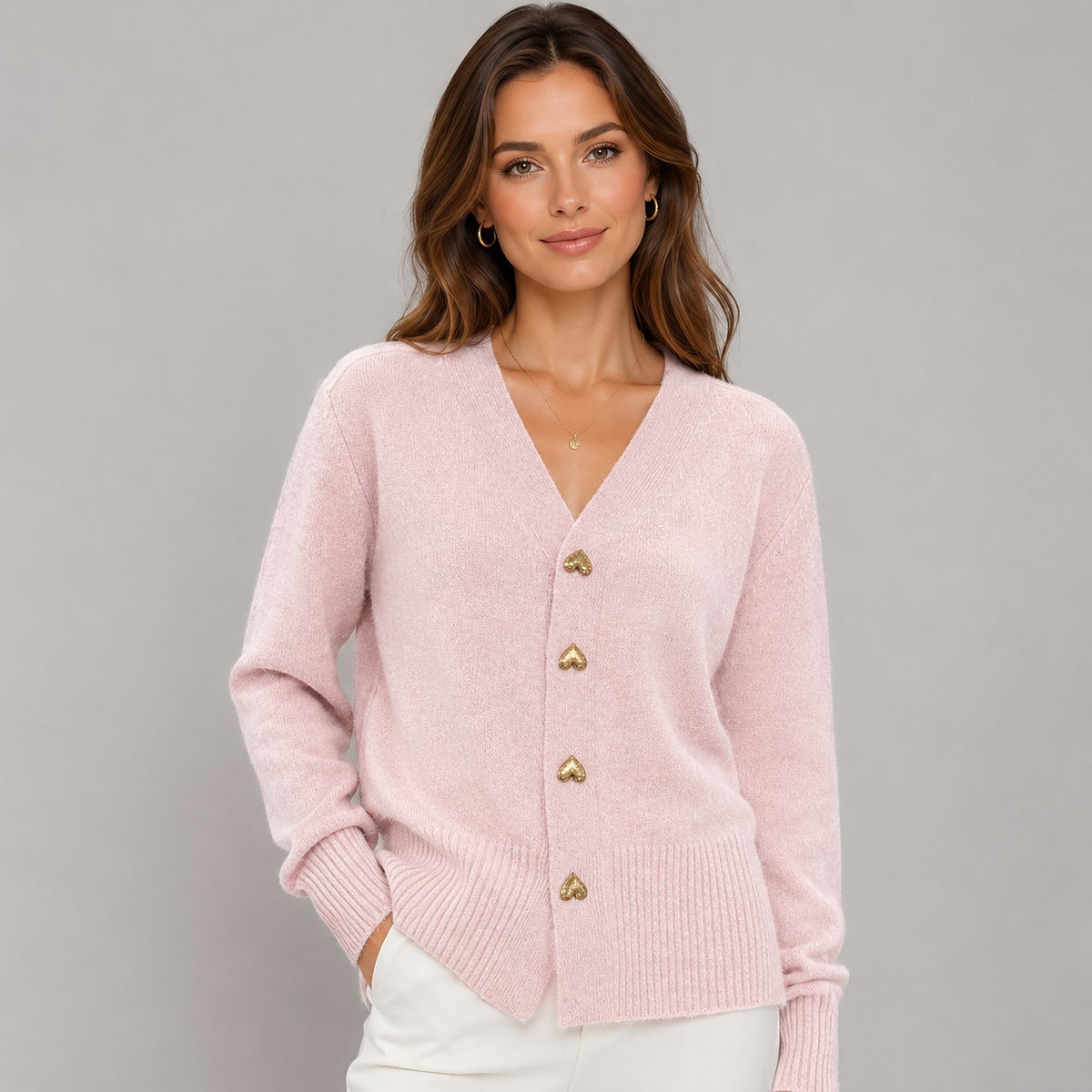 Women's Heart Button Knit Cardigan