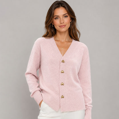 Women's Heart Button Knit Cardigan