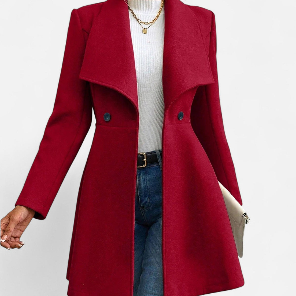Women's Tailored Lapel Coat with Buttons