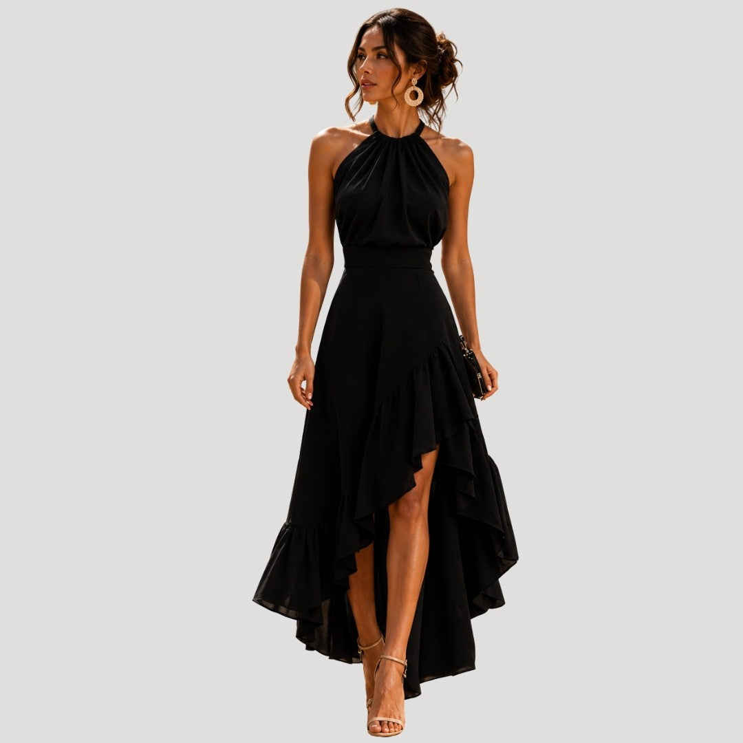 Women's Ruffle Halter Maxi Dress