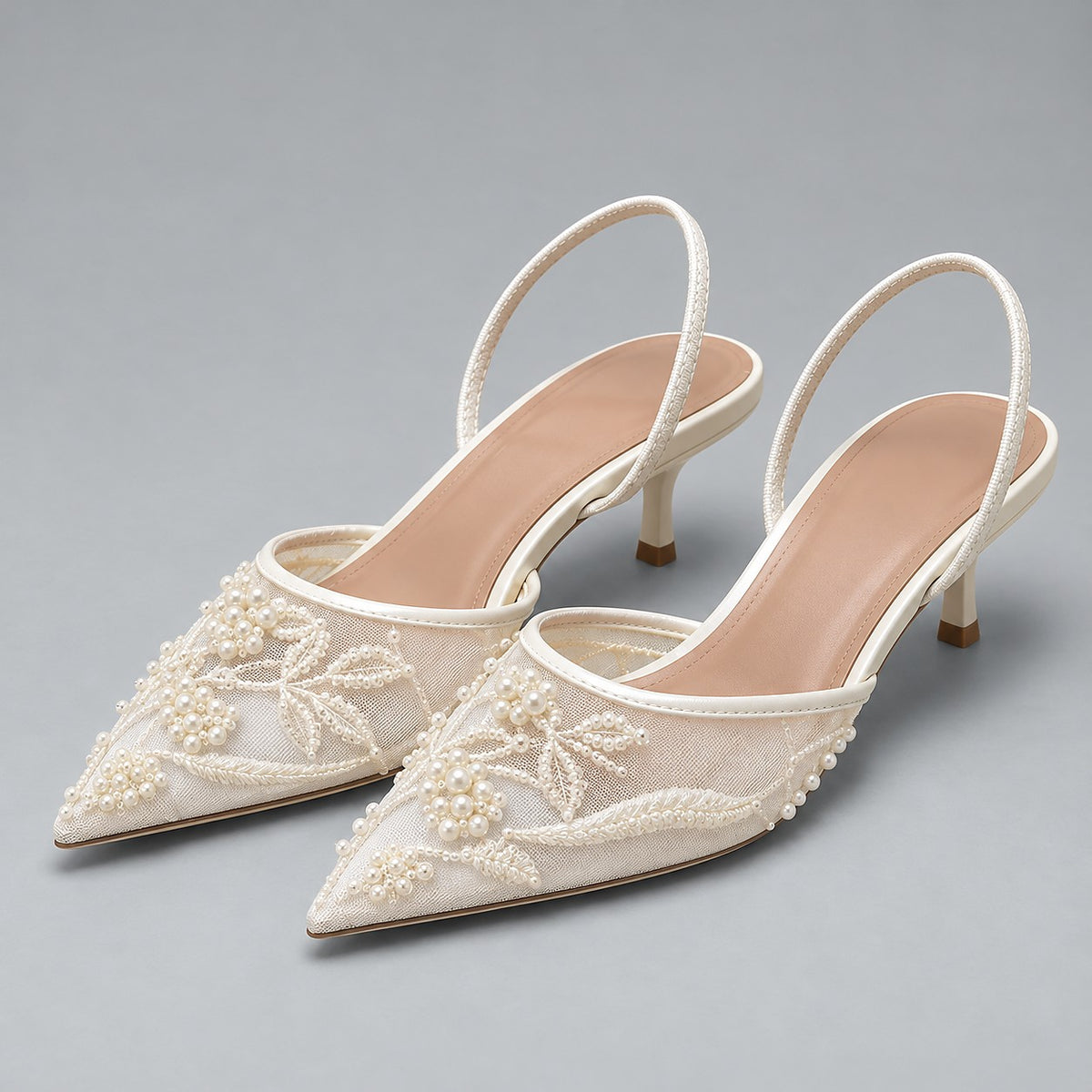 Women's Pointed Toe Kitten Heel Slingbacks