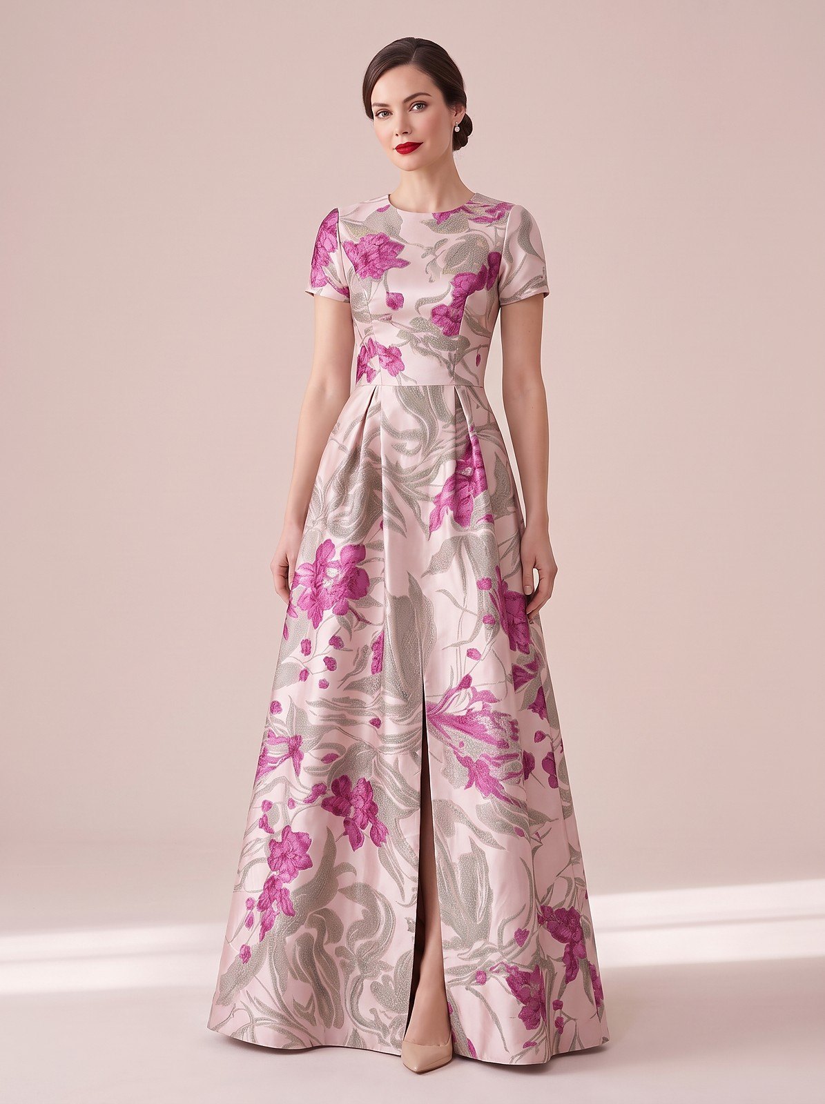 Women's A-Line Floral Vintage Neckline Evening Dress