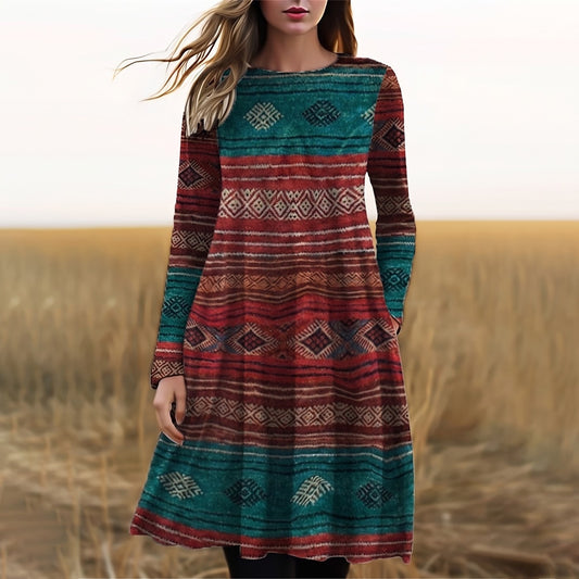 Women's Long Sleeve Dress with Pockets