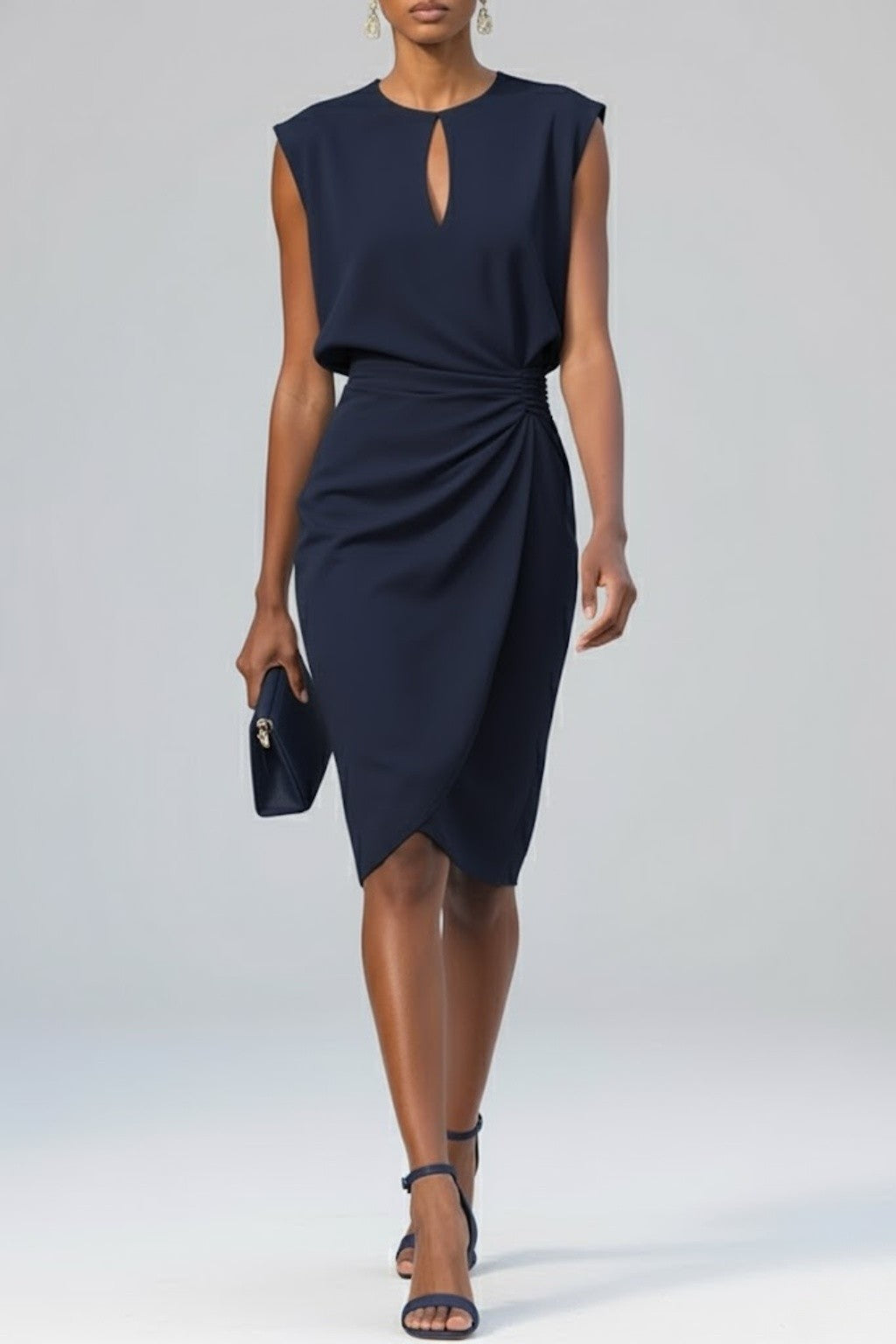 Women's Sleeveless Keyhole Midi Dress