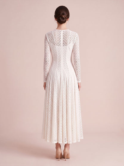 Women's Vintage Neckline Lace Evening Maxi Dress
