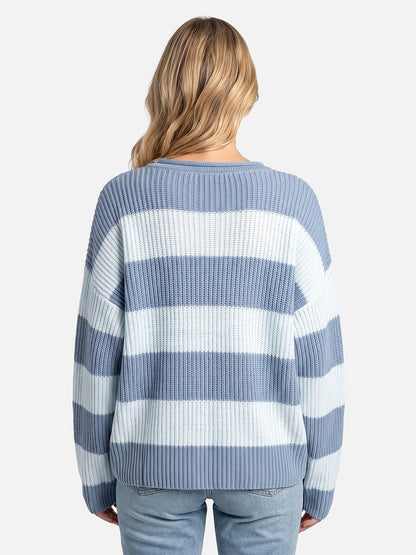 Women's Striped Ribbed Knit Sweater