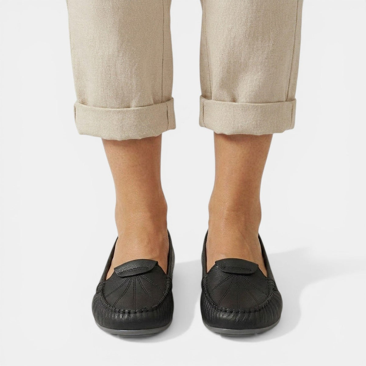 Women's Rubber Sole Loafers Moccasin Toe