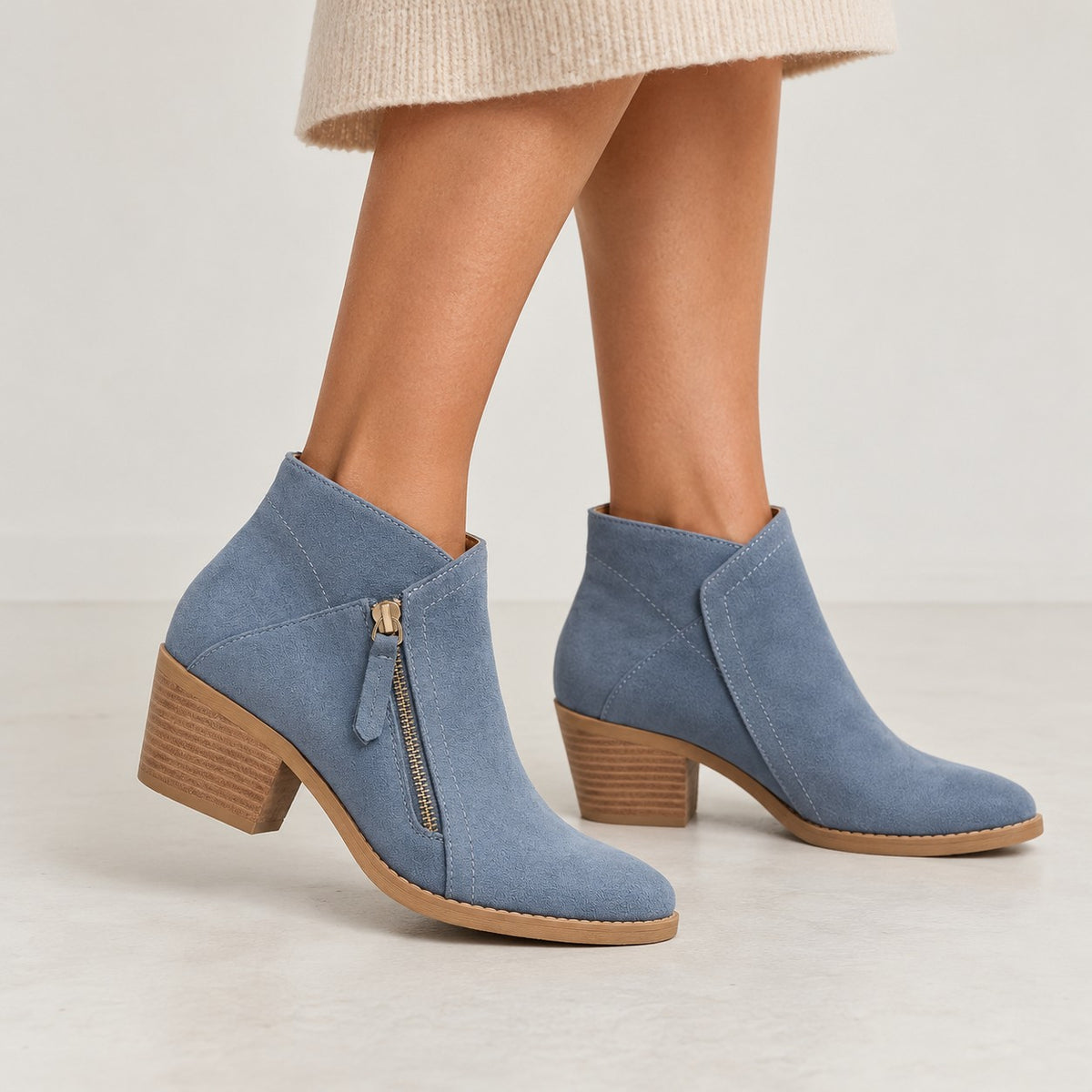 Women's Faux Suede Ankle Boots Side Zip