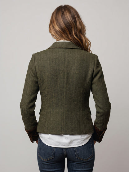 Women's Cropped Tweed Blazer with Pockets