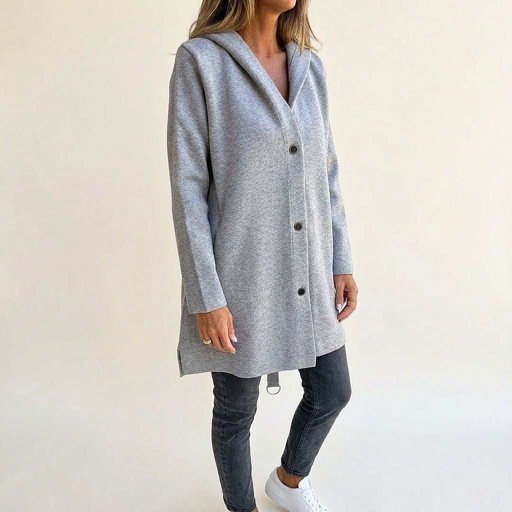 Women's Knit Hooded Cardigan with Pockets