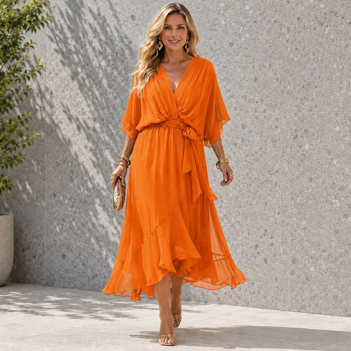 Women's Hi Low Wedding Guest Maxi Dress