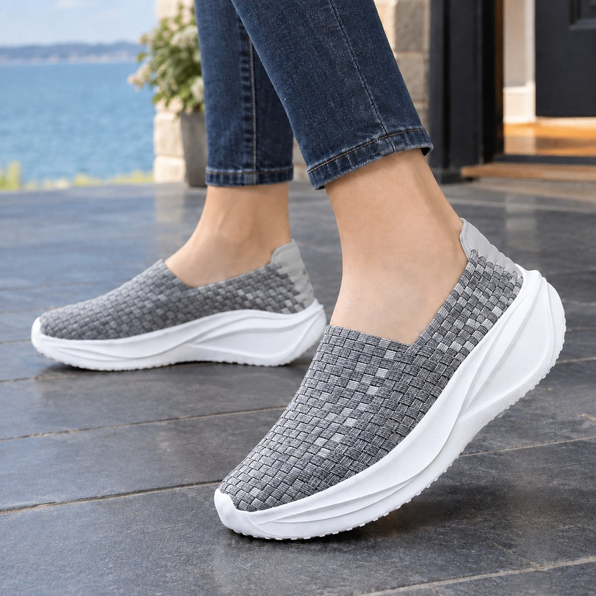 Women's Woven Platform Slip On Sneakers
