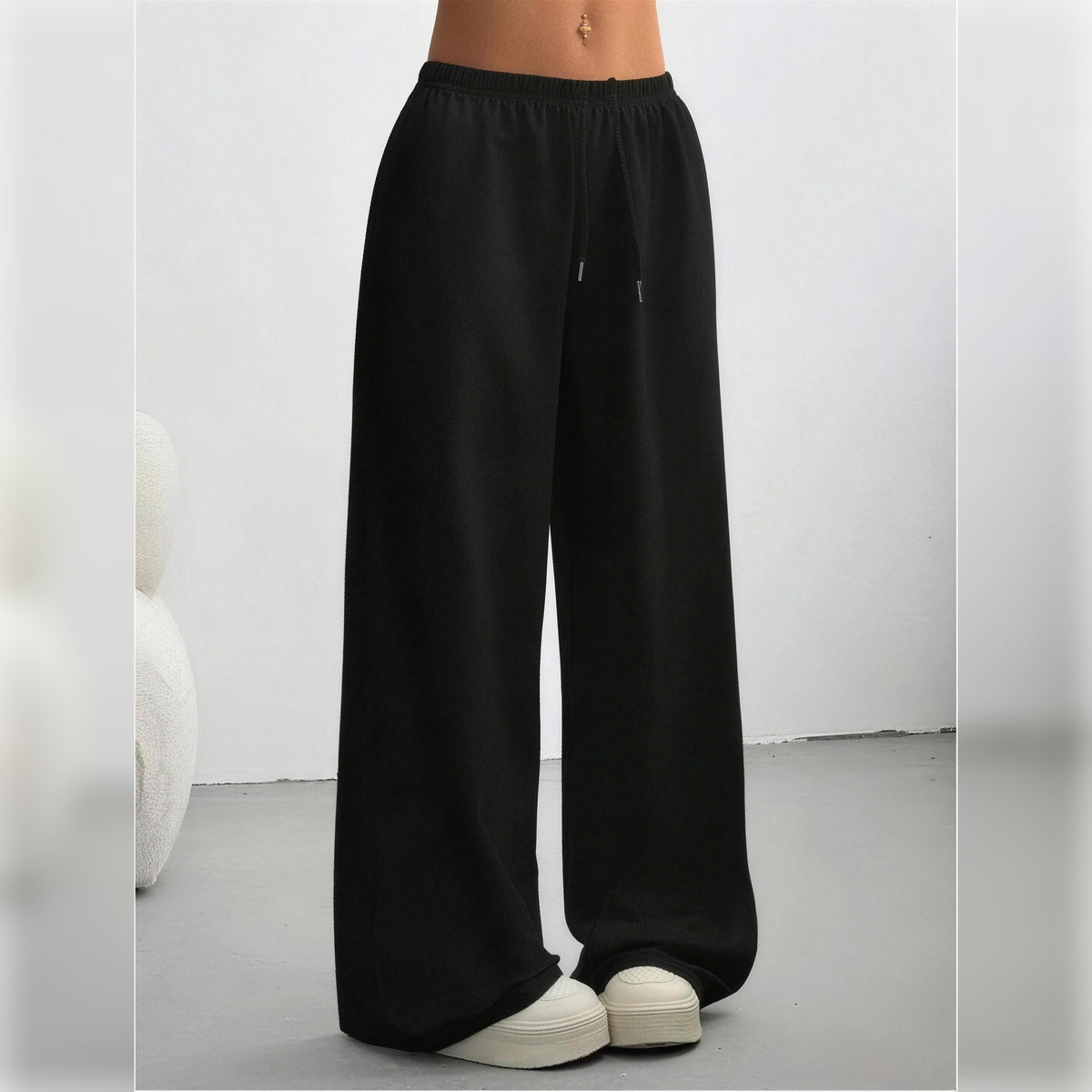 Women's Elastic Waist Wide Leg Pants