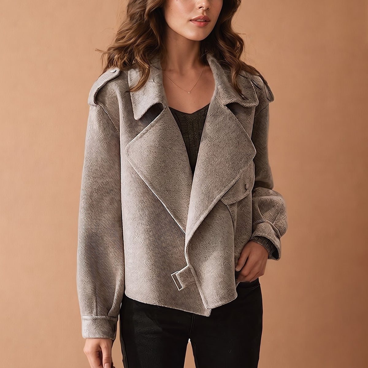 Women's Short Lapel Jacket Relaxed Fit