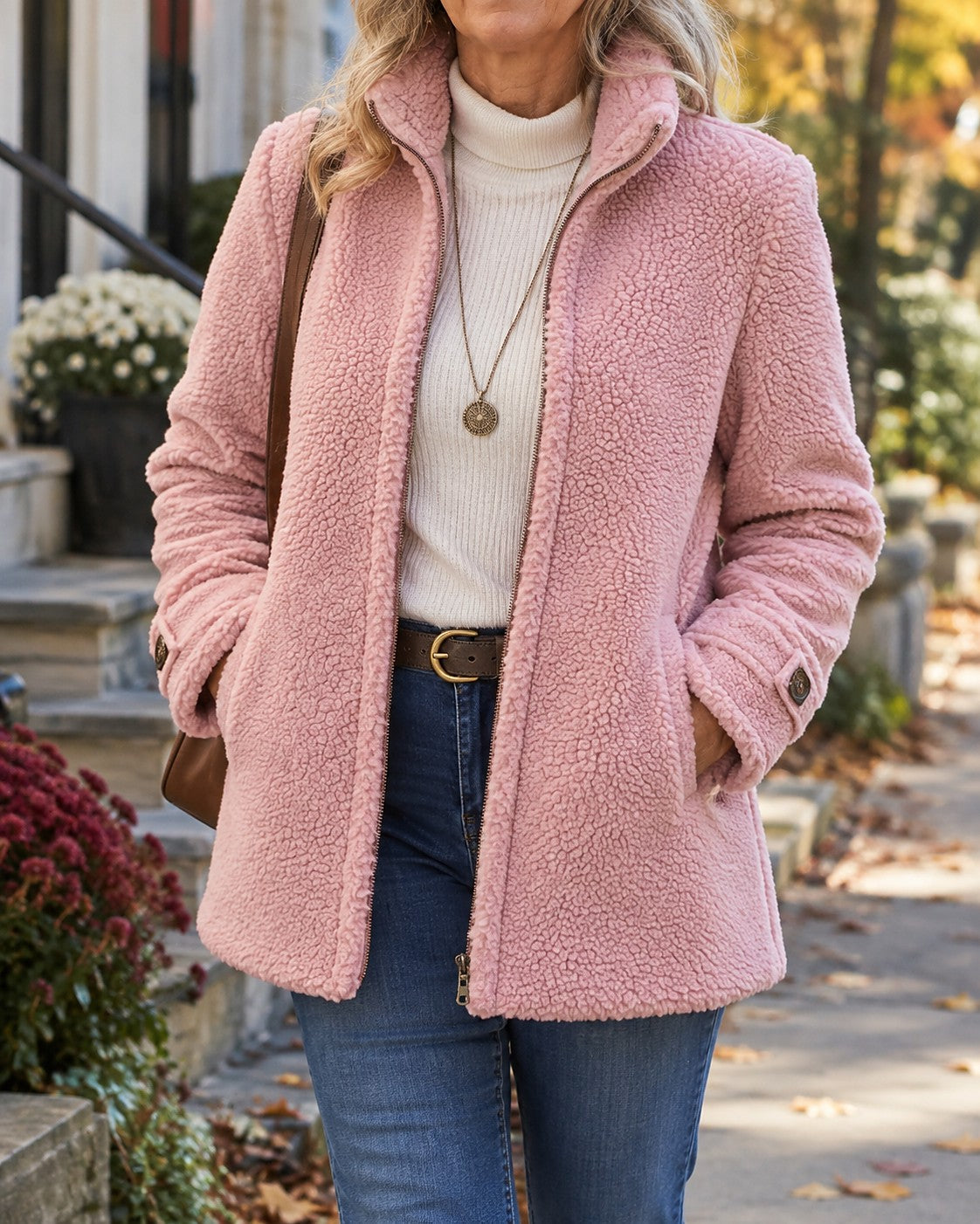 Women's Fuzzy Sherpa Zip Up Jacket