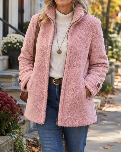 Women's Fuzzy Sherpa Zip Up Jacket
