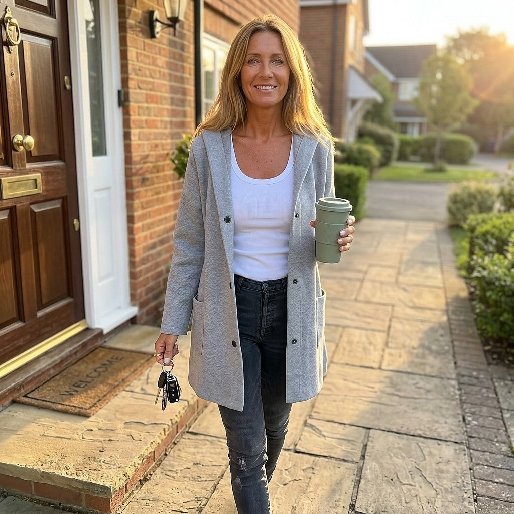 Women's Knit Hooded Cardigan with Pockets