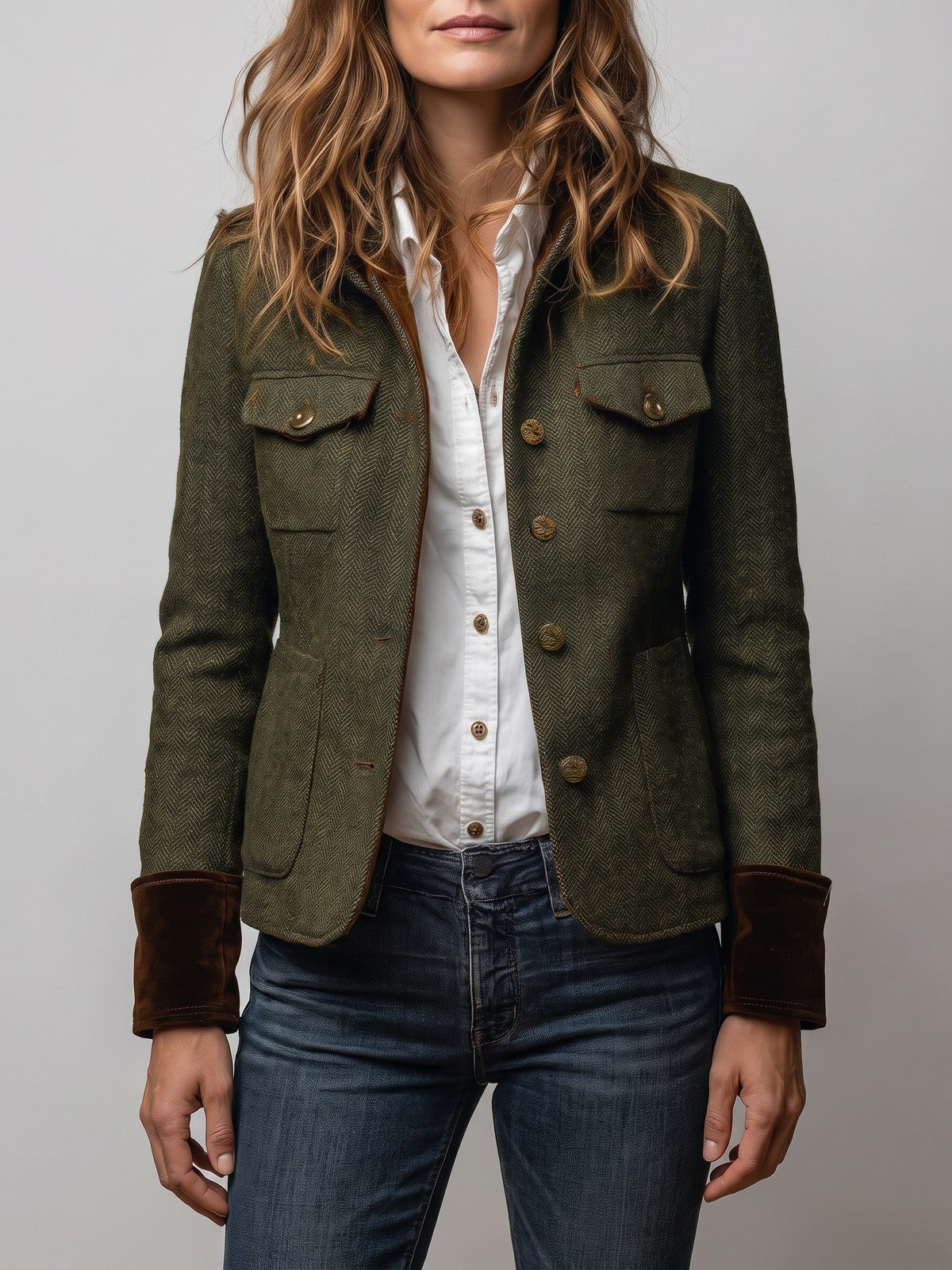 Women's Cropped Tweed Blazer with Pockets