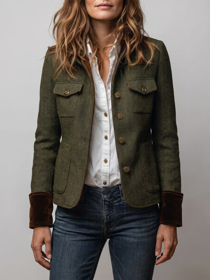 Women's Cropped Tweed Blazer with Pockets