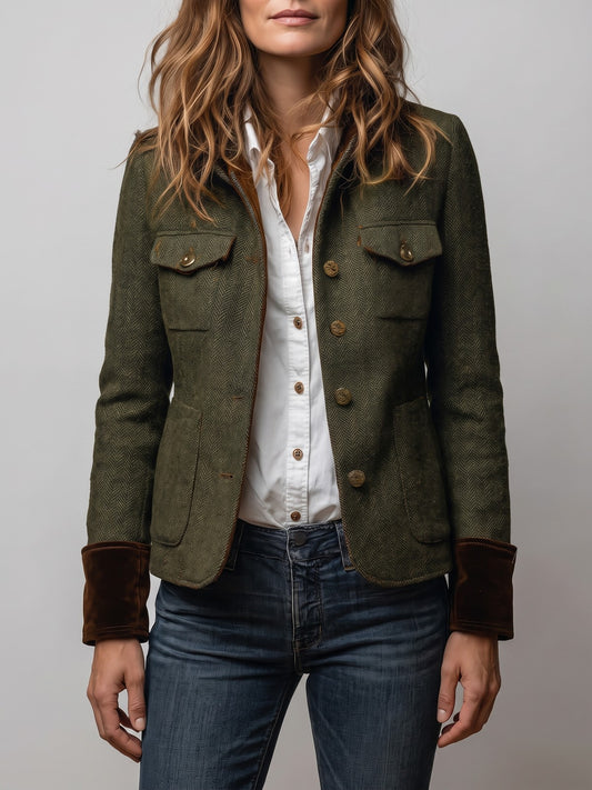 Women's Cropped Tweed Blazer with Pockets
