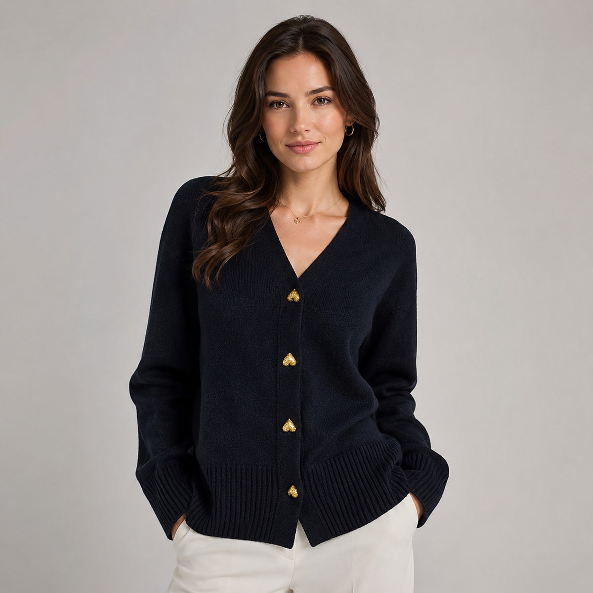 Women's Heart Button Knit Cardigan